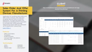 Sales Order And Offer System For A Printing Devices Manufacturer